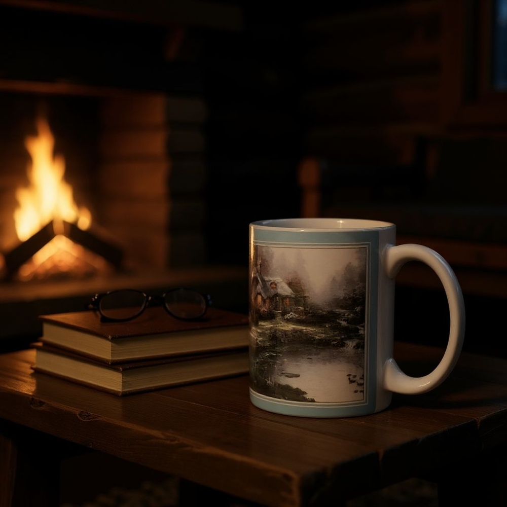 NEW STILL IN THE BOX THOMAS KINKADE PAINTER OF LIGHT CERAMIC MUG !!!!